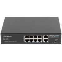 SWITCH LANBERG 10 PUERTOS 100MB 8xPOE+/2x GBIT ETHER 120W RACK 10"/19"