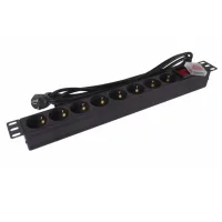 REGLETA PHASAK 8 TOMAS ARMARIO RACK 19" CON INTERRUPTOR 3M NEGRO BNS 1520