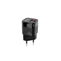 CARGADOR PARED TOOQ USB-C/PD + USB-A/QC 20W NEGRO