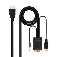CABLE CONVERSOR NANOCABLE HDMI A VGA+AUDIO+USB, 1.8 M, NEGRO