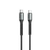 CABLE QCHARX PRAGUE TIPO C A TIPO C 3A 60W / 1 M / ALEACIÓN DE ALUMINIO NEGRO CORDÓN DE TELA SUAVE