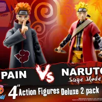 PACK 2 FIGURAS TOYNAMI NARUTO NARUTO SAGE MODE VS PAIN EXCLUSIVA