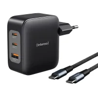 CARGADOR DE PARED INTENSO GAN W100ACC 20W 2X USB TIPO C + 1X USB TIPO A + CABLE USB TIPO C