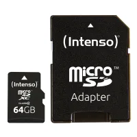 TARJETA MEMORIA MICRO SD INTENSO 64GB CL10 + ADAPTADOR SD