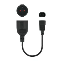CABLE ADAPTADOR C14/M A CEE7/H, 16A, 25CM NANOCABLE