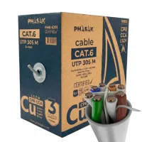 BOBINA CABLE RED PHASAK UTP CAT.6 LSZH CERTIFICACION CPR (IGNIFUGO) CCA 305M GRIS PHR 6201