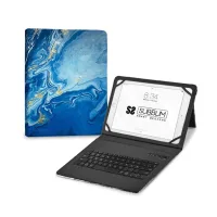FUNDA + TECLADO SUBBLIM PARA TABLET 11" TRENDY MARMOL AZUL
