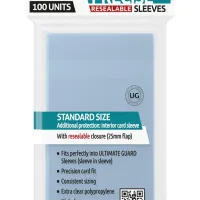 FUNDAS TRANSPARENTES DE CARTAS ULTIMATE GUARD PRECISE-FIT CIERRE REUTILIZABLE TAMAÑO ESTÁNDAR 100 UNIDADES