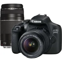 CAMARA REFLEX CANON EOS 2000D + EF-S 18-55DC + EF 75-300 24.1MPX NEGRO