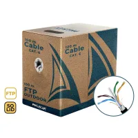 BOBINA DE CABLE DE RED EXTERIOR CCA SÓLIDO EN CAJA  FTP  CAT. 6  100 METROS PHR 671