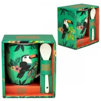 TAZA DE CERÁMICA CON CUCHARA ENESCO TUCÁN
