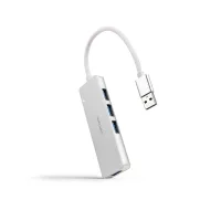 HUB NANOCABLE USB-A 3.0. A 4XUSB3.0 USB-A/M-USB 3.0/H ALUMINIO COLOR PLATA 18 CM