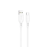 CABLE QCHARX TOKYO USB A TIPO C 3A / 1 M / SILICONA BLANCO TACTO SUAVE 