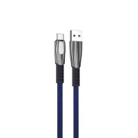 CABLE QCHARX FLORENCE USB A TIPO C  3A / 1 M / ZINC AZUL CORDÓN PLANO PREMIUM