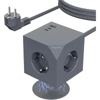 BASE DE ENCHUFES COOLBOX CUBIK MAGNET 3 ENCHUFES CON CARGA USB C+A CABLE AC INTEGRADO