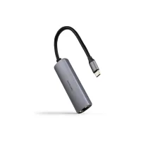 ADAPTADOR NANOCABLE USB-C 3.1 A RJ45 CON PD 100W USB-C/M ALUMINIO COLOR GRIS 18 CM