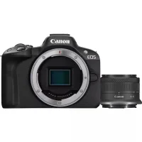 CAMARA REFLEX CANON EOS R50 BLACK + RF-S 18-45 F4.5-6.3 IS STM 24.2MPX NEGRO