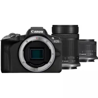 CAMARA REFLEX CANON EOS R50 BK + RF-S 18-45 IS STM+RF-S 55-210 IS STM 24.2MPX NEGRO