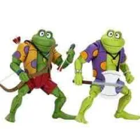 PACK 2 FIGURAS NECA RANAS GENGHIS & RASPUTIN  SCALE ACTION FIGURE TMNT CARTOON RE-RUN