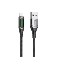 CABLE QCHARX FORMENTERA USB A A LIGHTNING 3A / 1 M / ALEACIÓN ALUMINIO NEGRO CABLE SUAVE DIGITAL DISPLAY
