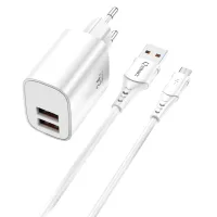 KIT CARGADOR QCHARX APOLO 24A  + CABLE USB A  MICRO USB  BLANCO