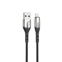 CABLE QCHARX TORONTO USB A LIGHTNING 3A / 1 M / ZINC NEGRO CORDON SUAVE