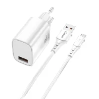 KIT CARGADOR QCHARX ARTEMISIA 3A 18W + CABLE USB A MICRO BLANCO