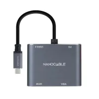 CONVERSOR NANOCABLE  USB TIPO C A VGA/HDMI/PD/USB 3.0 / 0.15M / MACHO-HEMBRA / GRIS