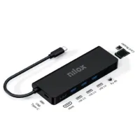 DOCK NILOX 3 X USB 3.0 / 1 X USB TIPO C / 1 X HDMI 4K / 1 X RJ45 / SD / MICRO SD SALIDA USB TIPO C