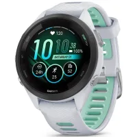 Garmin Forerunner 265S 42mm Bisel negro con carcasa en blanco y correa de silicona en blanco/verde