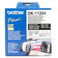 ETIQUETAS PAPEL PRECORTADA BROTHER DK11204 17 x 54 MM MULTIPROPOSITO 400 ETIQUETAS