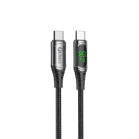 CABLE QCHARX IBIZA TIPO C A TIPO C 3A 60W / 1 M / ALEACIÓN ALUMINIO NEGRO CABLE SUAVE DIGITAL DISPLAY