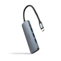 HUB NANOCABLE USB-C 5 EN 1 CONVERSOR USB-C 3.1 A 3XUSB-A 3.0 + USB-C PD + HDMI ALUMINIO GRIS 18 CM