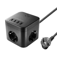 CARGADOR DE PARED MARS GAMING MD-CUBE35 35W 3X SCHUKO 2X USB TIPO C 2X USB TIPO A NEGRO