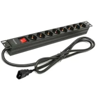 REGLETA PHASAK 8 TOMAS ARMARIO RACK 19" CON INTERRUPTOR 2M  C14 NEGRO BNS 3535