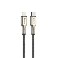CABLE QCHARX NEW YORK TIPO C A LIGHTNING 3A / 1 M / ZINC METÁLICO CORDÓN PLATEADO BLINDADO