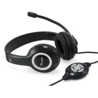 AURICULAR EQUIP USB + MICROFONO FLEXIBLE CONTROL DE VOLUMEN NEGRO
