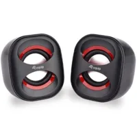  ALTAVOCES 2.0 EQUIP LIFE MINI 6W RMS COLOR NEGRO Y ROJO JACK 3.5" ALIMETANCION USB 