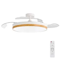 CONCEPT NATURE Ventilador de techo con luz  aspas retractiles estilo madera