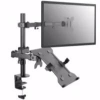 SOPORTE EQUIP PANTALLA MESA 13"-32" DOBLE BRAZO 2 MONITORES o 1 MONITOR + 1 PORTATIL (BRACKET PARA PORTATIL INCL) VESA STANDARD HASTA 8KG