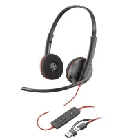 Auriculares Poly Blackwire 3220 estéreo USB-C negro + adaptador USB-C/A (BULK)