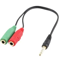 CABLE ADAPTADOR DE AUDIO EWENT JACK 3.5MM MACHO A JACK 3.5MM HEMBRA X2 NEGRO 0.15M