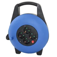 REGLETA ALARGADERA ENROLLACABLES 4 TOMAS/ 10m/ 16A/ 250V/ 3X1.5mm/ COLOR AZUL