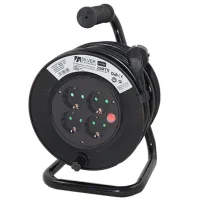 REGLETA ALARGADERA ENROLLACABLES 4 TOMAS/ 50m/ 16A/ 250V/ 3X1.5mm/ COLOR NEGRO