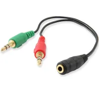CABLE ADAPTADOR DE AUDIO EWENT JACK 3.5MM HEMBRA A JACK 3.5MM MACHO X2 NEGRO 0.15M
