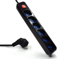 REGLETA EWENT 6 TOMAS SHUCKO INTERRUPTOR Y ENCHUFE NEGRO
