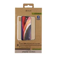 FUNDA MUVIT PARA IPHONE 13 MINI + PROTECTOR PANTALLA VIDRIO TEMPLADO PLANO MARCO NEGRO