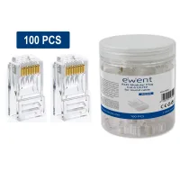 CONECTOR RJ45 EWENT IM1205 CAT.6 U/UTP PARA CABLE REDONDO 100 UNIDADES