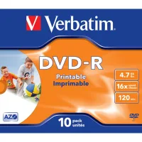 VERBATIM DVD-R 4.7GB 16X TARRINA 10UDS IMPRIMIBLE