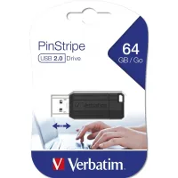 MEMORIA USB 2.0 VERBATIM PINSTRIPE 64GB NEGRO